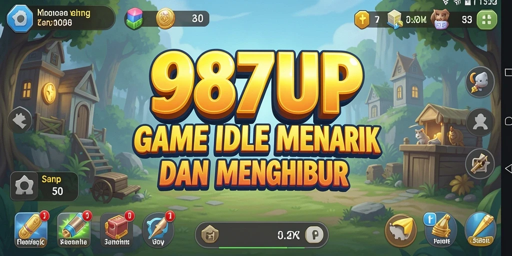 Gameplay menarik dari 987UP saat sumber daya otomatis terkumpul.