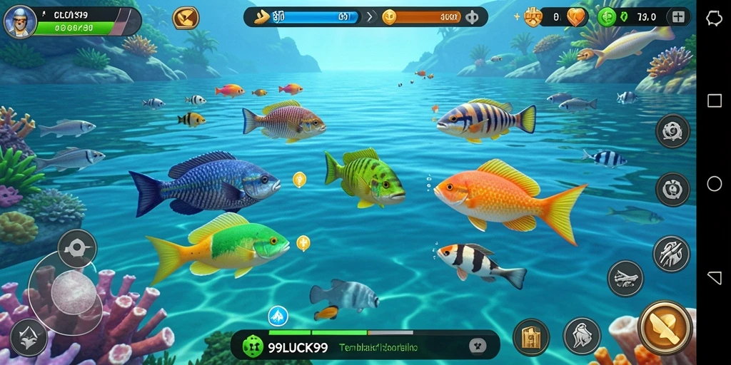 Screenshot gameplay Tembak Ikan di 99LUCK99 yang seru dan mengasyikkan.
