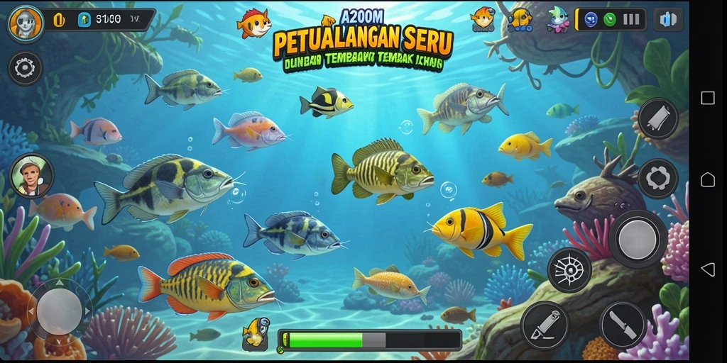 Tampilan gameplay A200M yang seru dengan aksi Tembak Ikan.