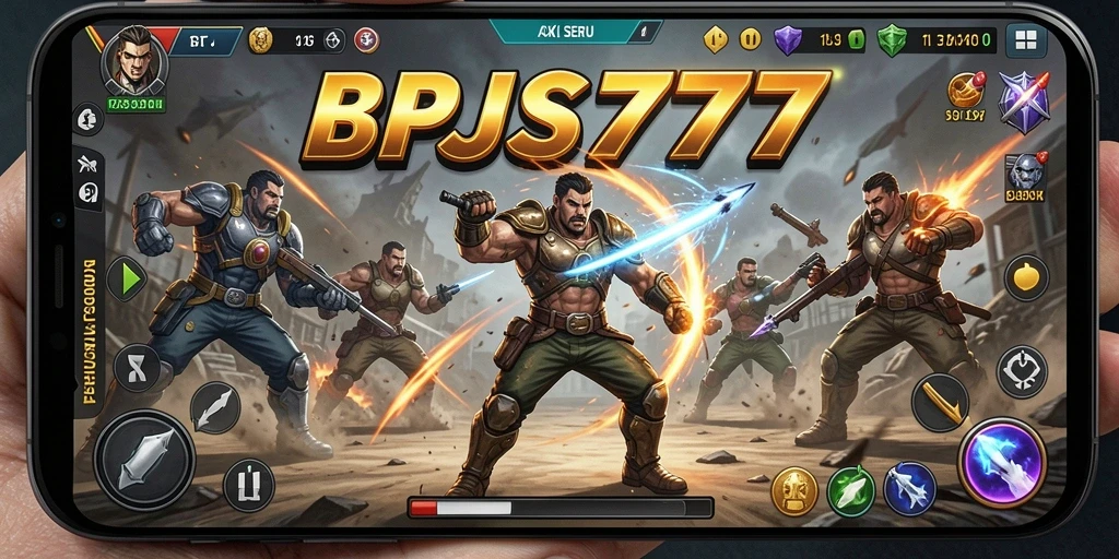 Tampilan utama gameplay dengan aksi menegangkan BPJS777.