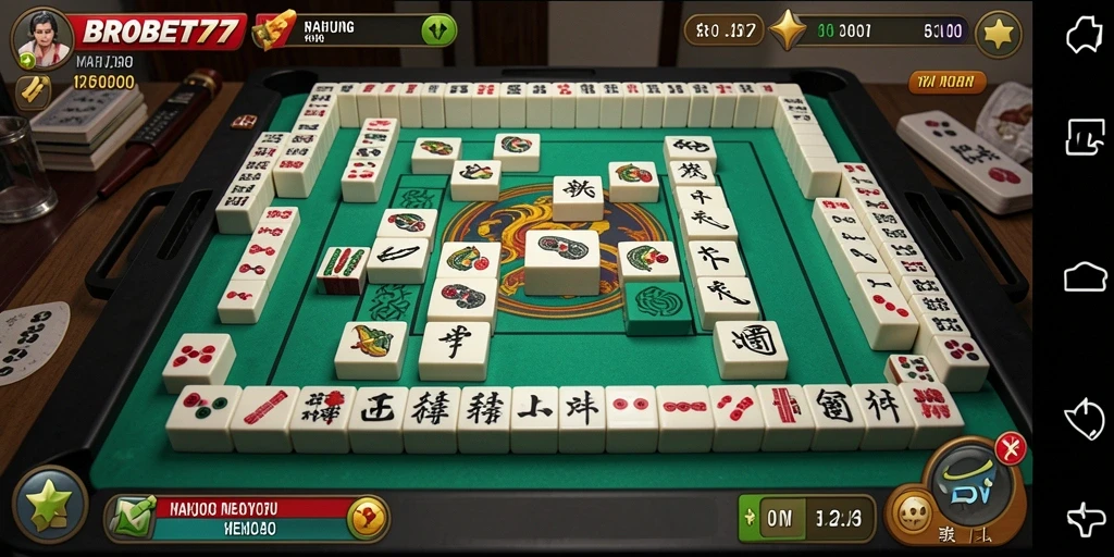 Screenshot gameplay menunjukkan suasana seru ketika bermain Mahjong di BROBET77.