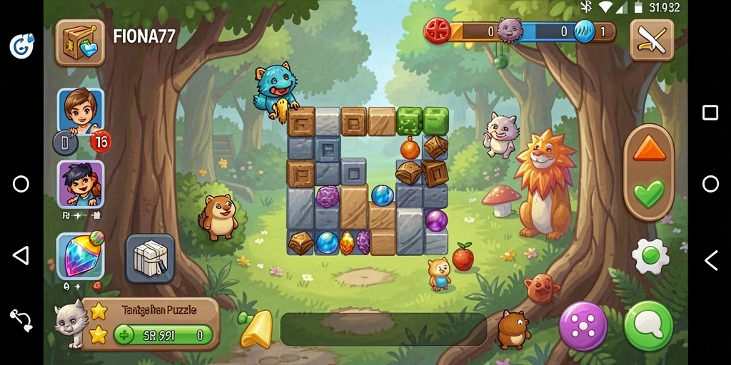 Tampilan gameplay seru dalam FIONA77 dengan tantangan Puzzle.