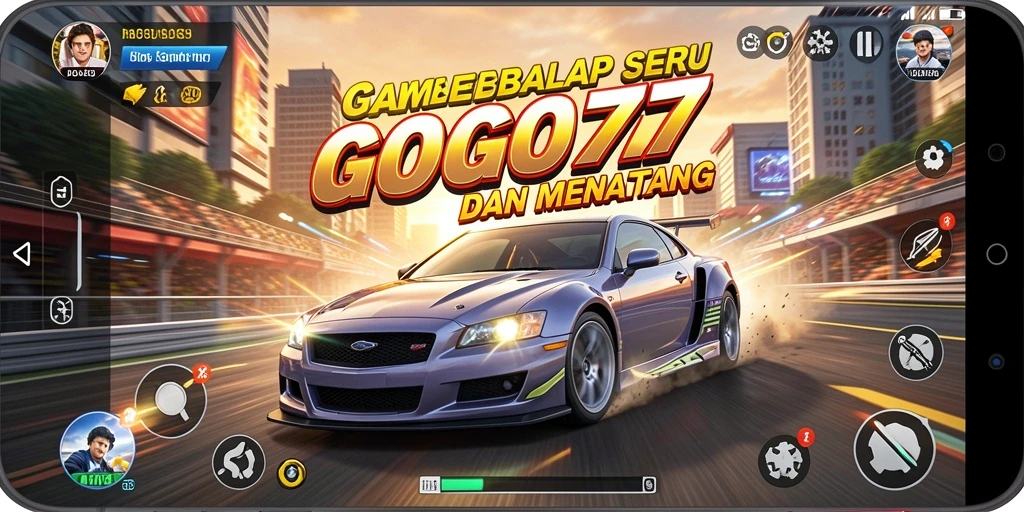 Tangkapan layar utama GOGO77 menampilkan aksi balap penuh adrenalin.