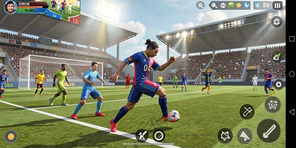 Tangkapan layar gameplay seru dari IDROK menunjukkan aksi olahraga yang mendebarkan.