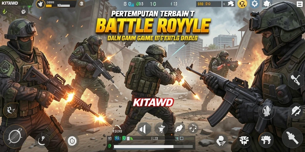 Tangkapan layar dari permainan <strong>KITAWD</strong> menunjukkan pertempuran sengit di medan perang.