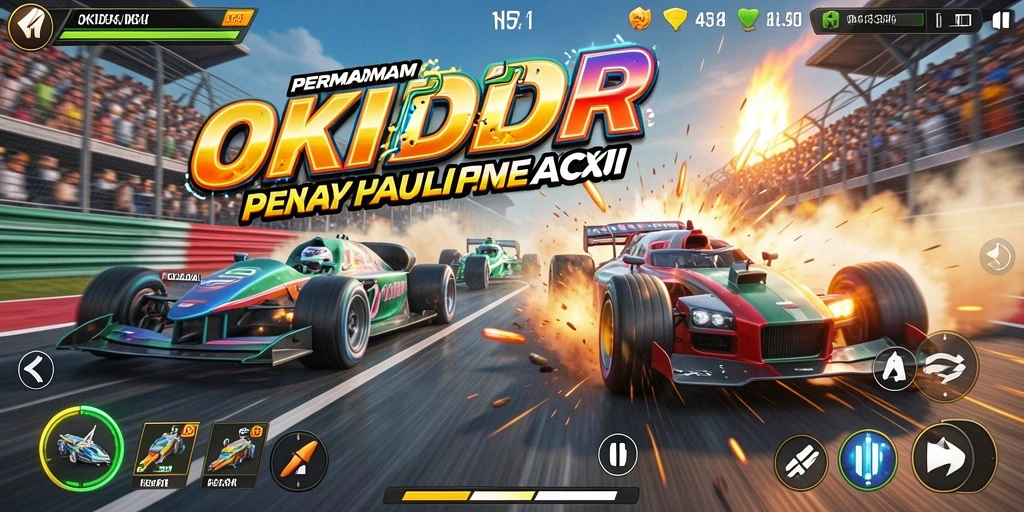 Gameplay seru OKIDR dengan balapan mendebarkan di berbagai trek.