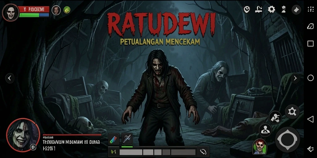 Tangkapan layar dari gameplay menakutkan di RATUDEWI.