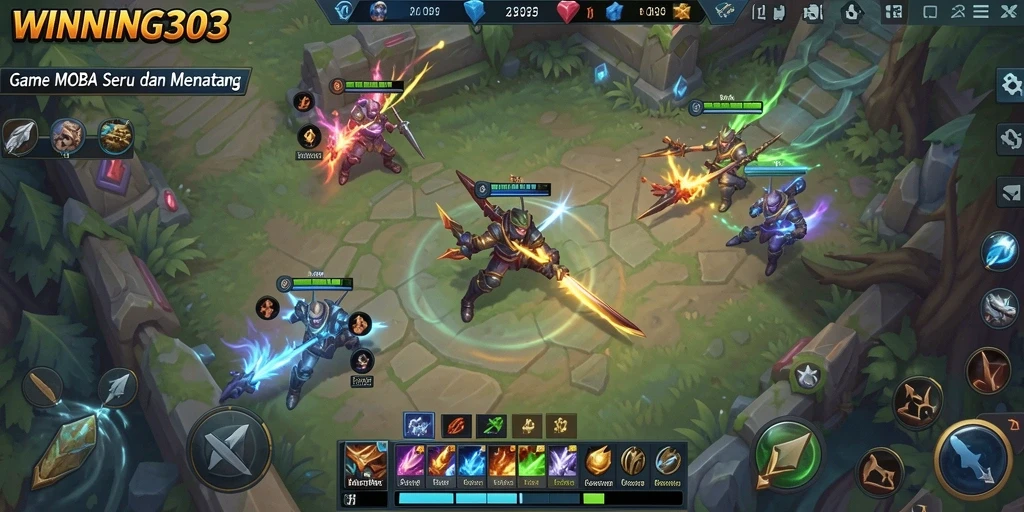 Gameplay seru dalam WINNING303 dengan pertempuran tim yang intens.